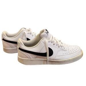 Nike Court Vision Low White Black Swoosh Men's Tennis Shoes Sneakers Sz 11